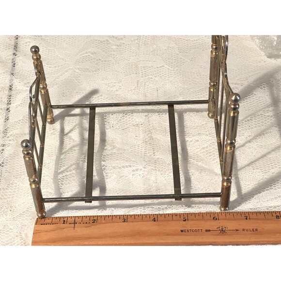 Miniature Bed Frame Base Brass Metal Dollhouse Collectible Furniture Vtg - Picture 3 of 9